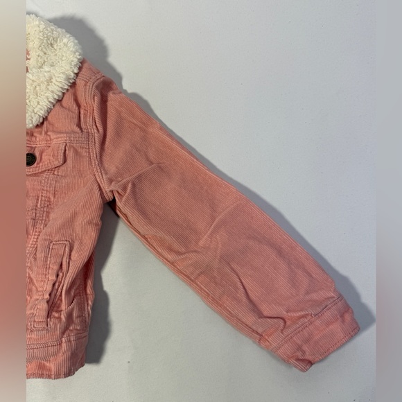 OshKosh Girls Pink Corduroy Jacket Sherpa Lined Faux Fur 4T Button Front Coat - Picture 2 of 15